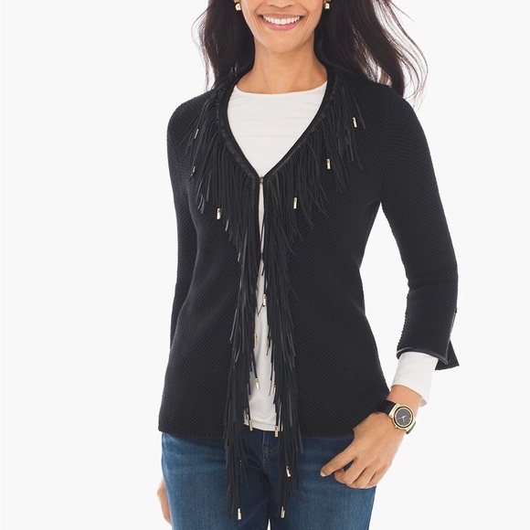 Chico’s Fringed Rose Cardigan SZ 2/12 - Picture 1 of 9